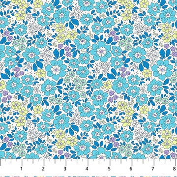 Pocket Posies Meadow Blue FIGO Studios Northcott Cotton Fabric NC-91195-40