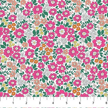 Pocket Posies Meadow Pink FIGO Studios Northcott Cotton Fabric NC-91195-28