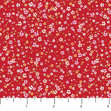 Pocket Posies Petal Drift Red FIGO Studios Northcott Cotton Fabric NC-91200-26