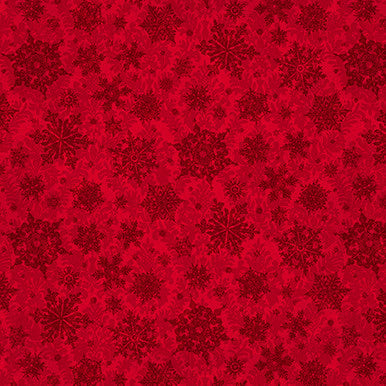 Poinsettia Greetings Snowflake Tonal Red Tina Higgins Quilting Treasures Cotton Fabric QT-2600-31085-R | US Fabric Shop