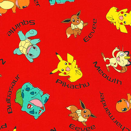 Pokemon Characters Toss Red The Pokemon Co. Robert Kaufman Cotton Fabric RK-AOQ-72015-3