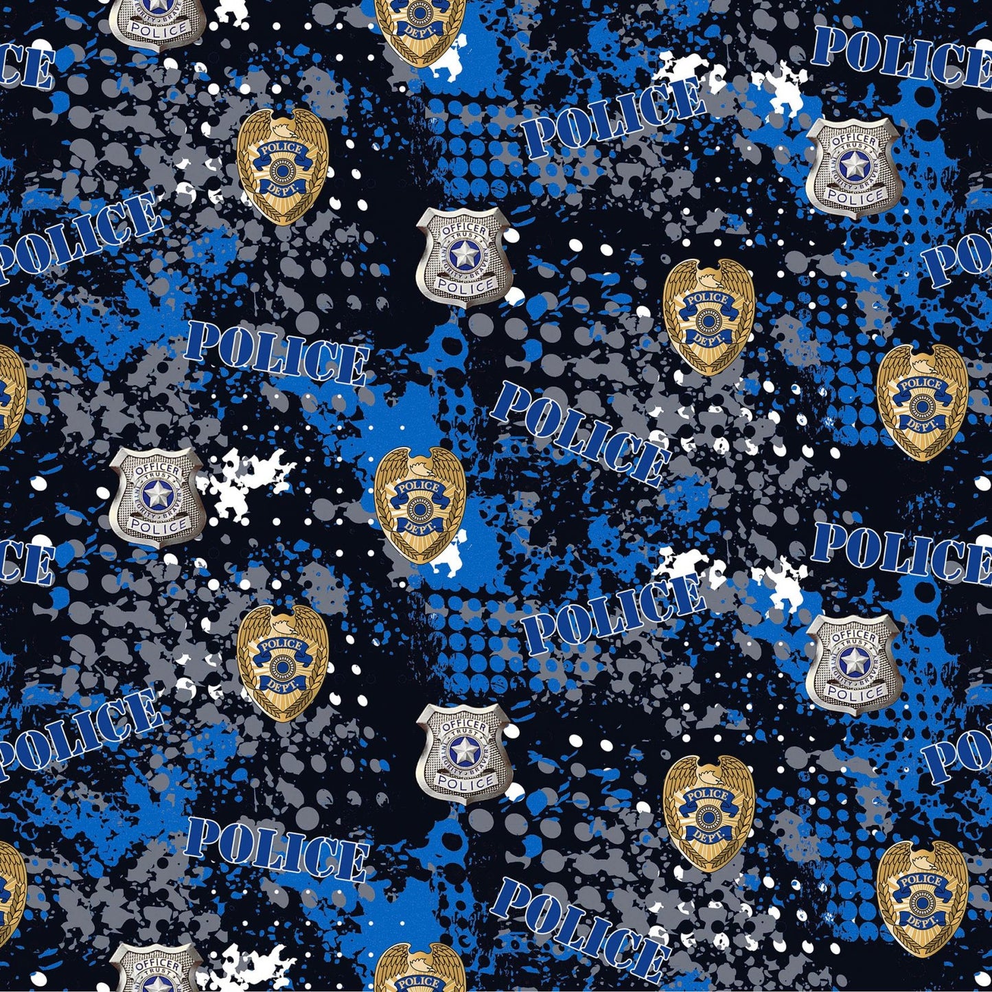 Police Abstract Geo Print Black Sykel Cotton Fabric