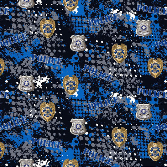 Police Abstract Geo Print Black Sykel Cotton Fabric