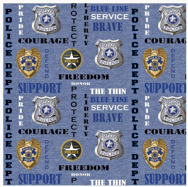 Police 911 Badge Blue Sykel Cotton Fabric 1181-Police-Denim