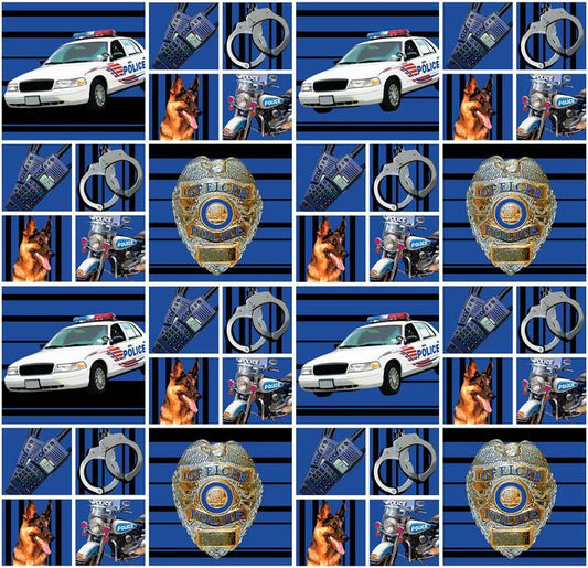 Police Serve Protect Honor Price Courage Sykel Cotton Fabric