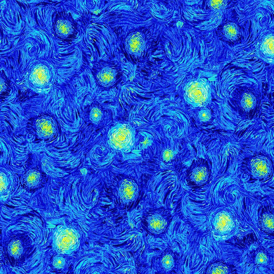 Poppy Dreams 108'' wide back Swirling Texture Sky Starry Blue Chong-A-Hwang Timeless Treasures Cotton Fabric