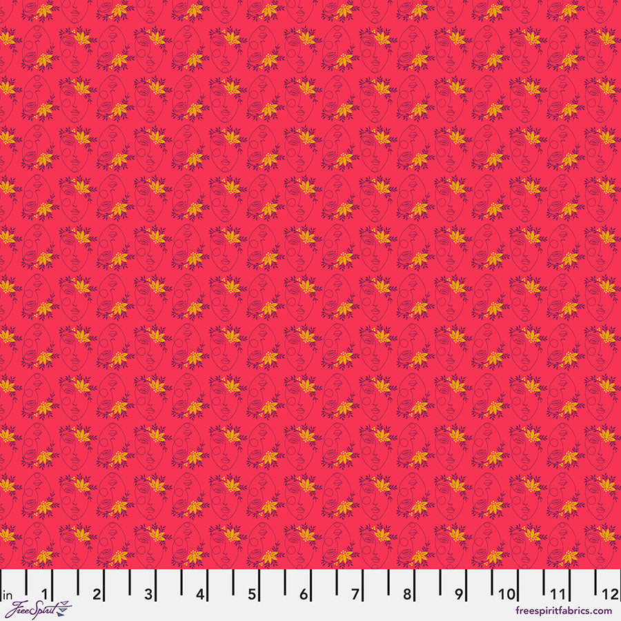 Pop Cloth Love Portrait Raspberry Pink Red Sew Kind of Wonderful Free Spirit Cotton Fabric FS-PWSK105.LOVE
