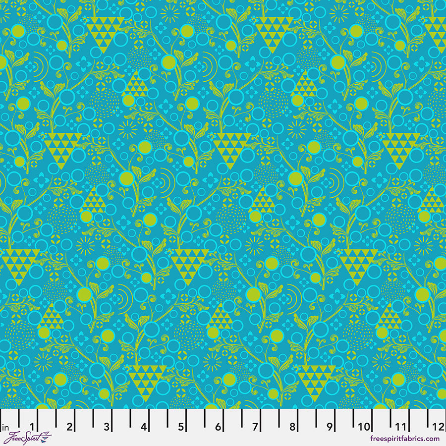 Pop Cloth Soul Dance Turquoise Sew Kind of Wonderful Free Spirit Cotton Fabric FS-PWSK107.SOUL