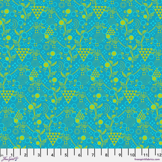 Pop Cloth Soul Dance Turquoise Sew Kind of Wonderful Free Spirit Cotton Fabric FS-PWSK107.SOUL