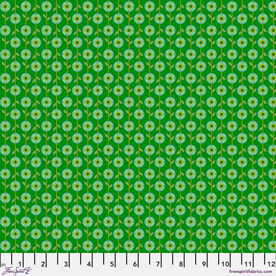 Pop Cloth Soul Flowers Green Sew Kind of Wonderful Free Spirit Cotton Fabric FS-PWSK109.SOUL
