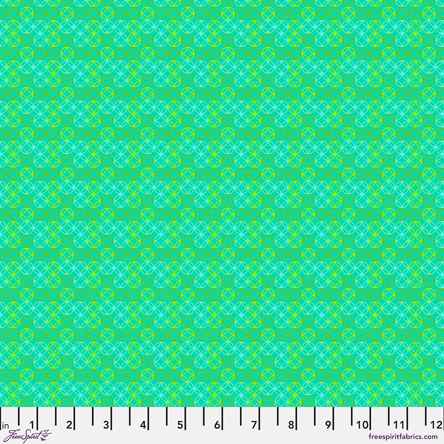 Pop Cloth Soul Hop Green Turquoise Sew Kind of Wonderful Free Spirit Cotton Fabric FS-PWSK110.SOUL
