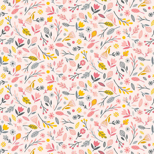 Porkopolis Floral Pink Diane Eichler Studio E Cotton Fabric