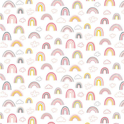 Porkopolis Rainbows White Diane Eichler Studio E Cotton Fabric