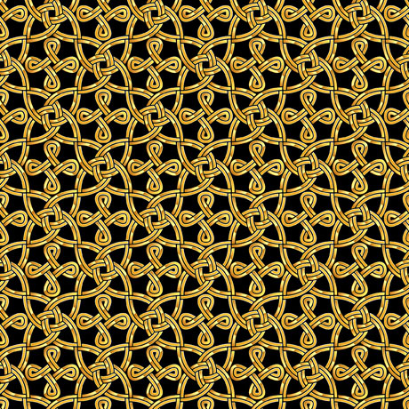 Pot of Gold Celtic Knot Black Kate Ward Thacker Quilting Treasures Cotton Fabric