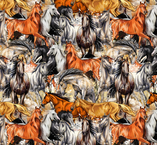 Potpourri of Novelty Galloping Horses Multi David Textiles Cotton Fabrics DT-DX-4179-4C-1