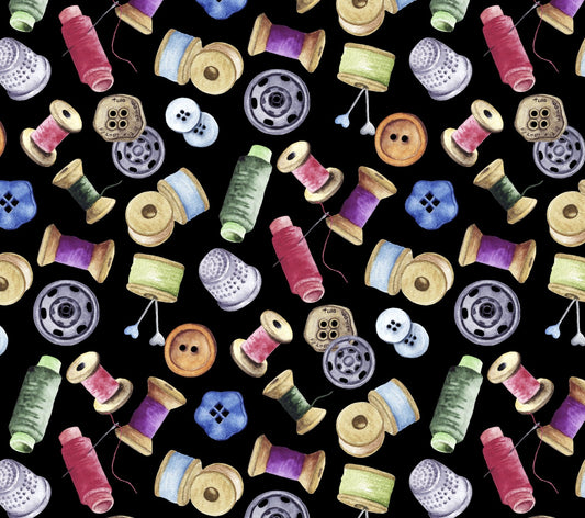 Potpourri of Novelty Sewing Materials Black David Textiles Cotton Quilting Fabric DT-DX-4433-4C-1