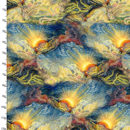 Power Of The Element Stormy Sky Multi Josephine Wall 3 Wishes Fabrics Cotton Fabric