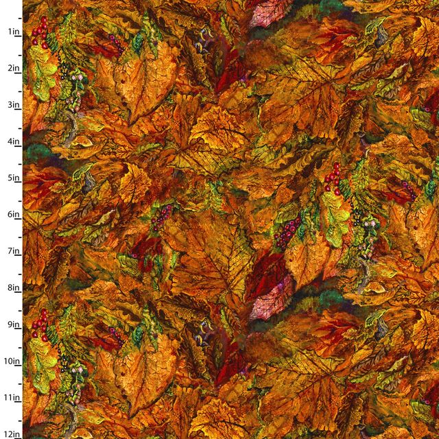 Power of the Elements Fall Foliage Autumn Leaves Josephine Wall 3 Wishes Cotton Fabric