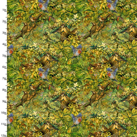 Power of the Elements Hidden Birds Trees Josephine Wall 3 Wishes Cotton Fabric