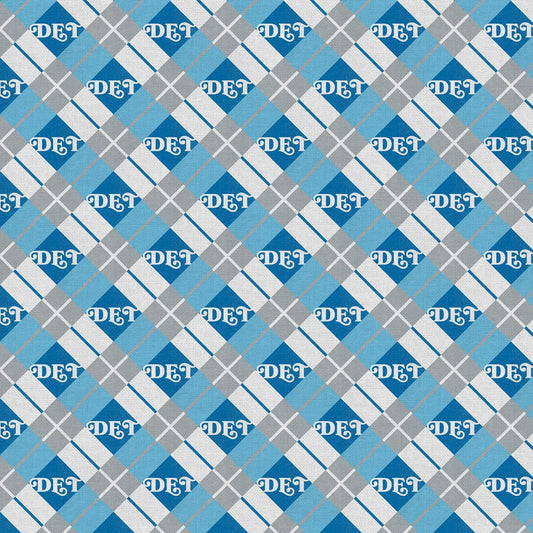 Pride of Detroit Argyle Blue Grey Paintbrush Studios Cotton Fabric PBS-120-26583
