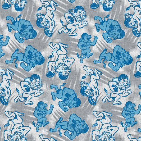 Pride of Detroit Lion Players Blue Grey Paintbrush Studios Cotton Fabric PBS-120-26577