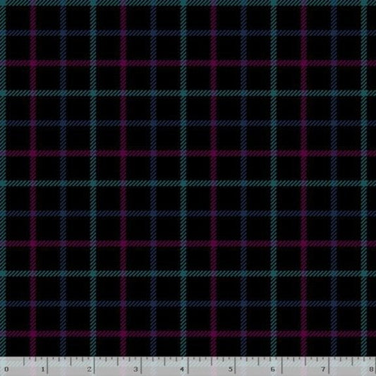 Primo Plaid FLANNEL Black Purple Teal Marcus Fabrics Cotton Fabric MF-PP091975-BLACK