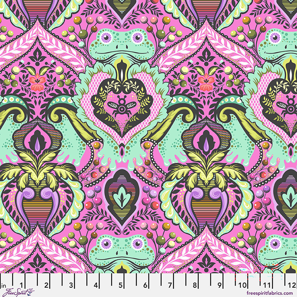 Prince Charming Deja Vu Frog Prince Gumball Pink Tula Pink Free Spirit Cotton Fabric FS-PWTP274.GUMBALL