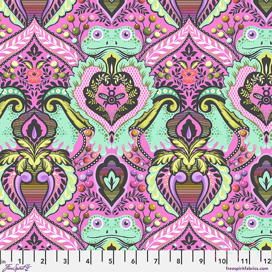 Prince Charming Deja Vu Frog Prince Gumball Pink Tula Pink Free Spirit Cotton Fabric FS-PWTP274.GUMBALL