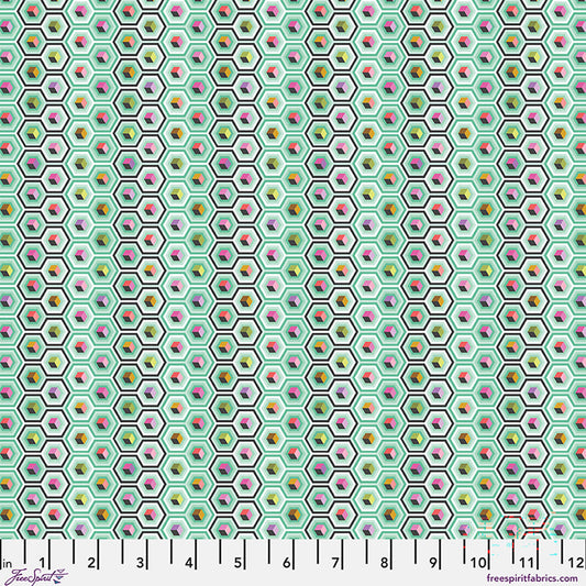 Prince Charming Deja Vu Hex Box Sweetmint Mint Green Tula Pink Free Spirit Cotton Fabric FS-PWTP280.SWEETMINT