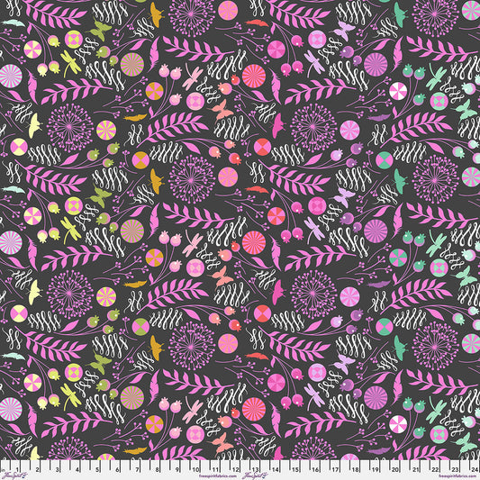 Prince Charming Deja Vu MINKY Dandelion Licorice Purple Tula Pink Free Spirit MINKY Polyester Fabric FS-MKTP014.LICORICE