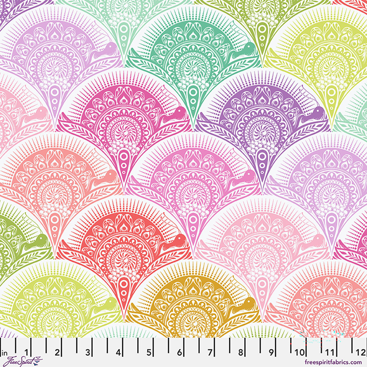 Prince Charming Deja Vu Snail Scallop Sugarrush Multicolor Tula Pink Free Spirit Cotton Fabric FS-PWTP277.SUGARRUSH