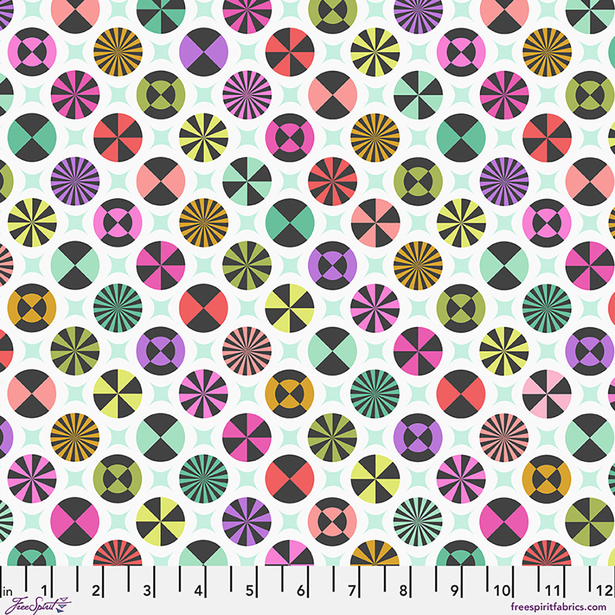 Prince Charming Deja Vu Taffy Geometric Sugarrush Multicolor Tula Pink Free Spirit Cotton Fabric FS-PWTP278.SUGARRUSH