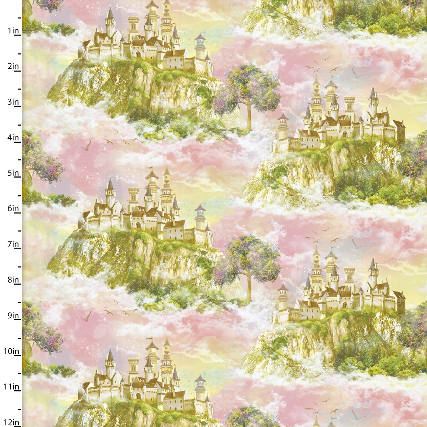 Princess Dreams Castle the Sky Pink Image World 3 Wishes Fabrics Cotton Fabric