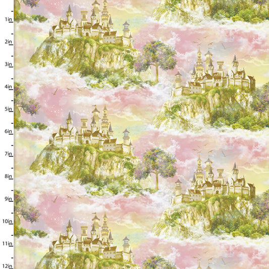 Princess Dreams Castle the Sky Pink Image World 3 Wishes Fabrics Cotton Fabric