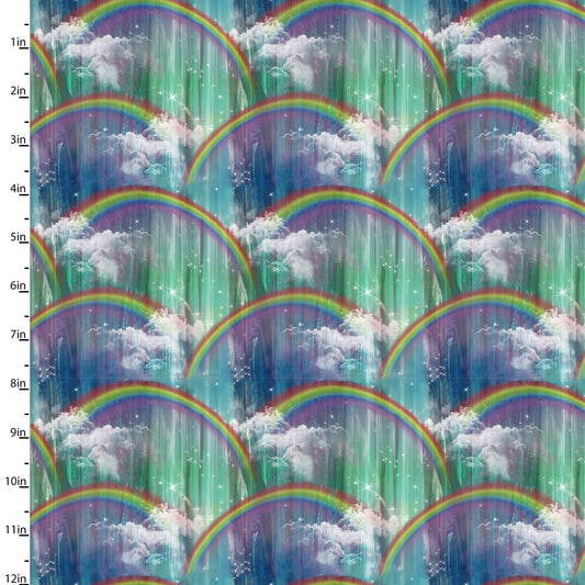 Princess Dreams Rainbow Waterfall Multi Image World 3 Wishes Fabrics Cotton Fabric