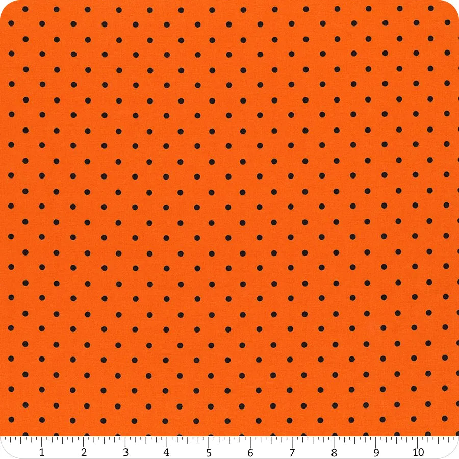 Priscilla's Polkas Black Dot Orange Priscilla Blain Henry Glass Cotton Fabric