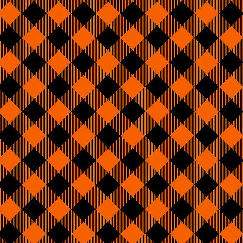 Priscilla's Pretty Plaids Bias Buffalo Check Orange and Black Priscilla Blain Henry Glass Cotton Fabric