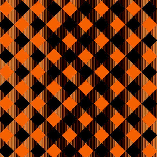 Priscilla's Pretty Plaids Bias Buffalo Check Orange and Black Priscilla Blain Henry Glass Cotton Fabric