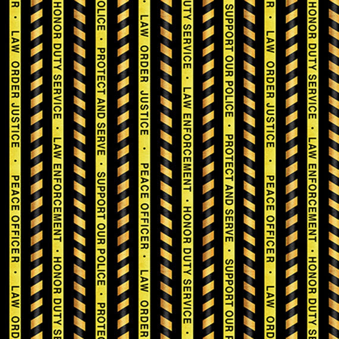 Protect and Serve Collection Police Caution Stripe Black and Yellow Quilting Treasures Cotton Fabric