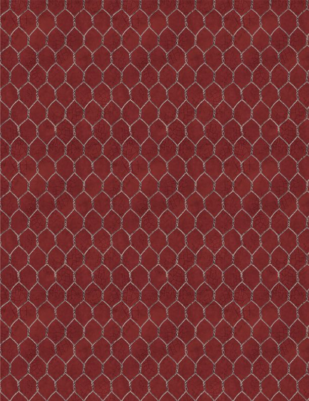 Proud Rooster Chicken Wire Red Susan Winget Wilmington Prints Cotton Fabric