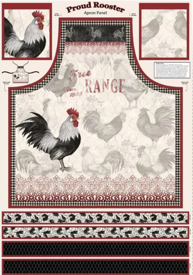 Proud Rooster Free Range Apron Panel 36" Susan Winget Wilmington Prints Cotton Fabric