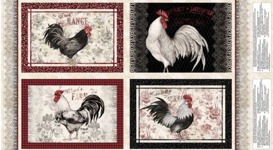 Proud Rooster Placemats Panel 24" Susan Winget Wilmington Prints Cotton Fabric