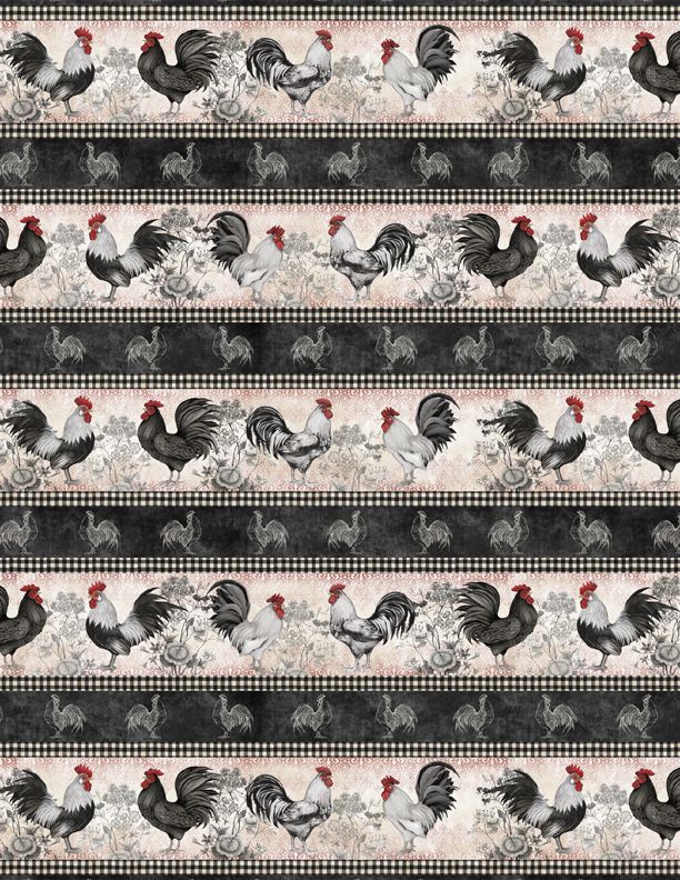 Proud Rooster Repeating Stripe Multi Susan Winget Wilmington Prints Cotton Fabric