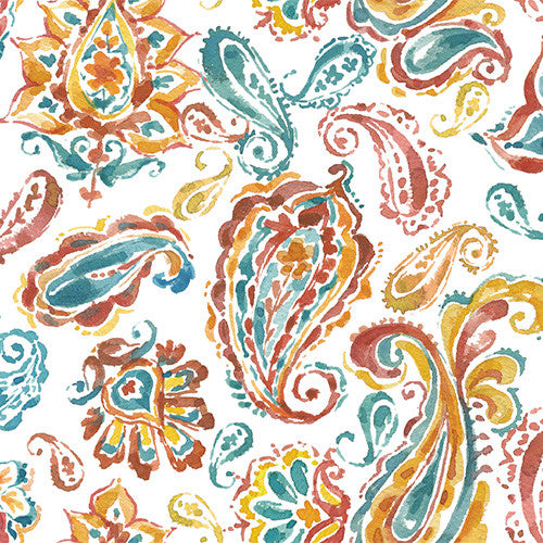 Pumpkin Please Picturesque Paisley White Courtney Morgenstern 3 Wishes Cotton Fabric