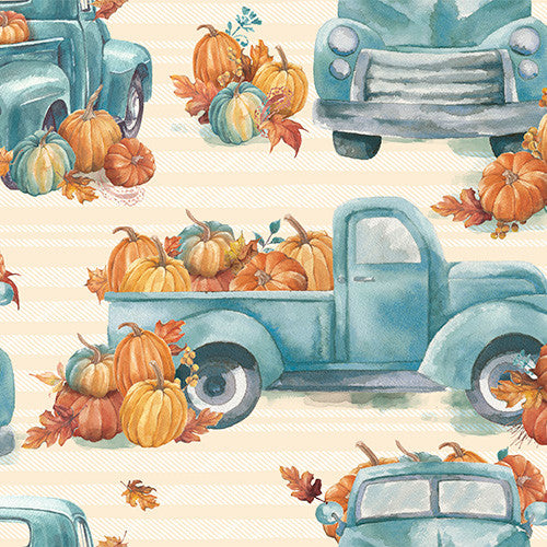 Pumpkin Please Pumpkin Pickup Cream Courtney Morgenstern 3 Wishes Cotton Fabric