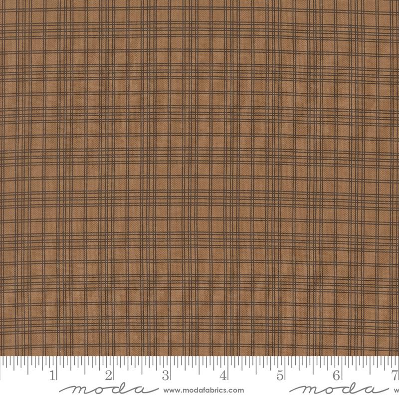 Pumpkin Spice Gatherings Checks and Plaids Dried Leaf Brown Primitive Gatherings Moda Cotton Fabric MD-49294-19