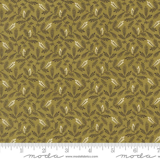Pumpkin Spice Gatherings Leaf Toss Basil Light Green Primitive Gatherings Moda Cotton Fabric MD-49297-20