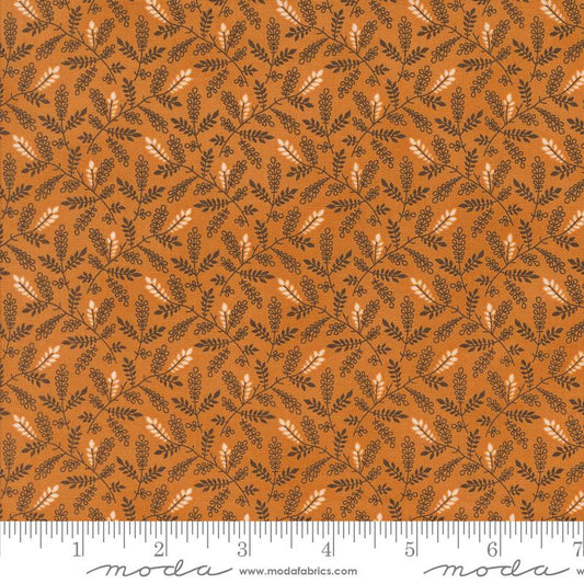 Pumpkin Spice Gatherings Leaf Toss Pumpkin Orange Primitive Gatherings Moda Cotton Fabric MD-49297-18