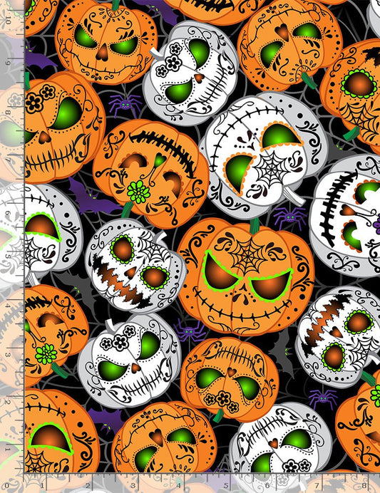 Pumpkins Glow Dark Eyes You Timeless Treasures Cotton Fabric