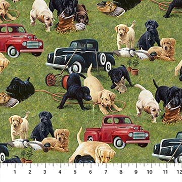 Puppies for Sale Puppies Grass Northcott Fabrics Cotton Fabric